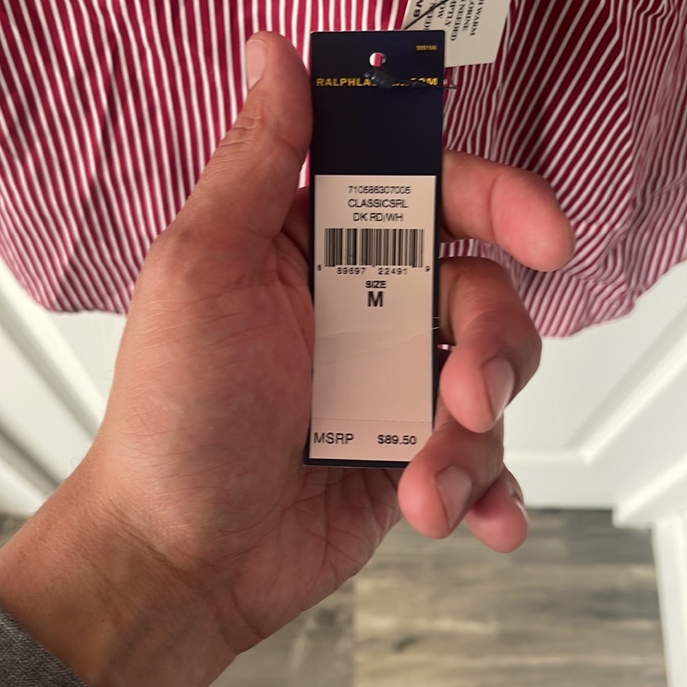 Classic red and white polo button down